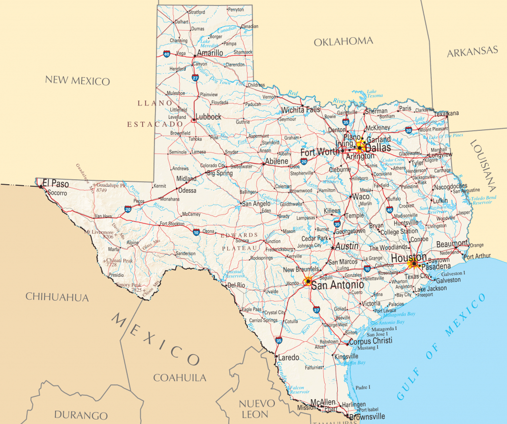 Printable Texas Map With Cities