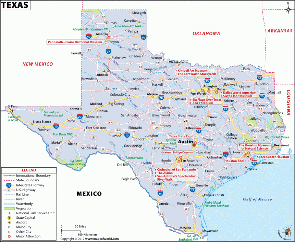 Printable Texas Map With Cities