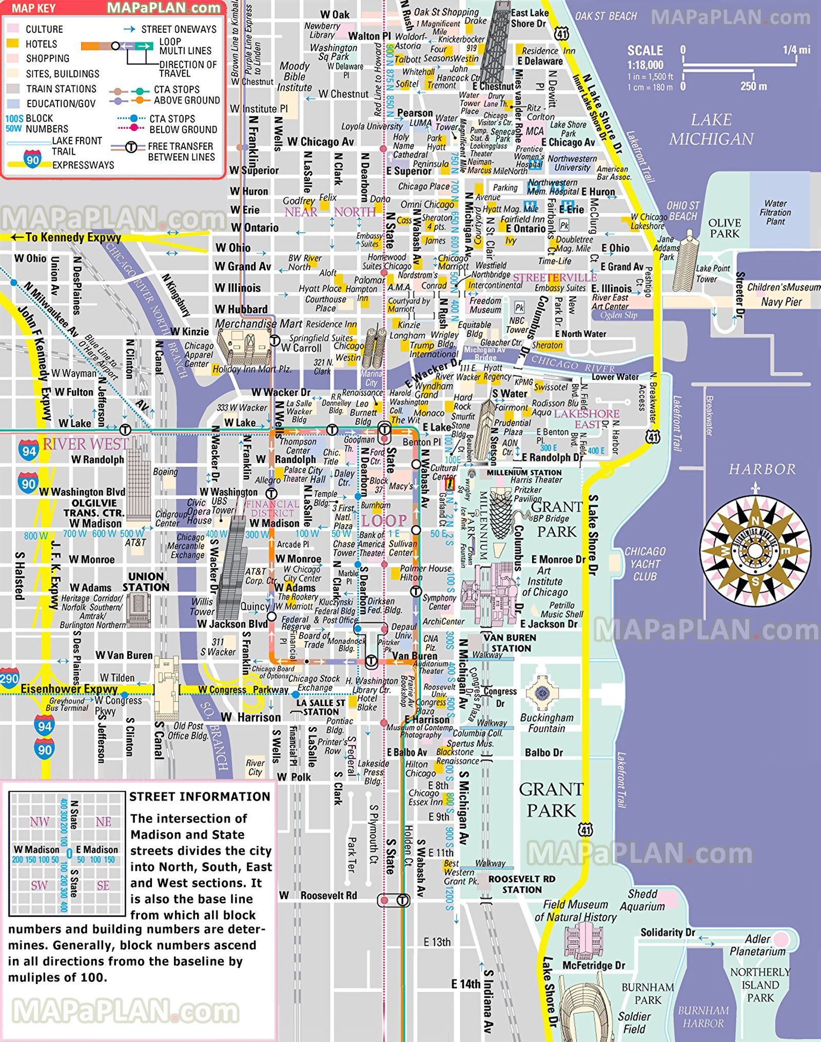 Chicago Maps - Top Tourist Attractions - Free, Printable City Street ...