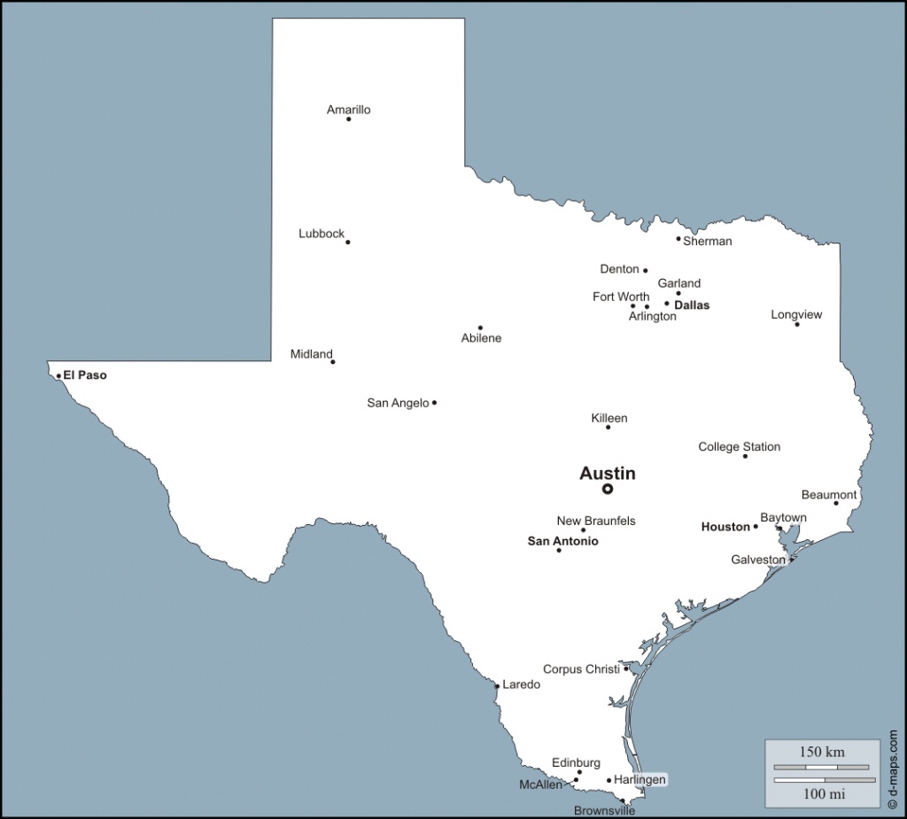 Texas State Map With Cities And Towns