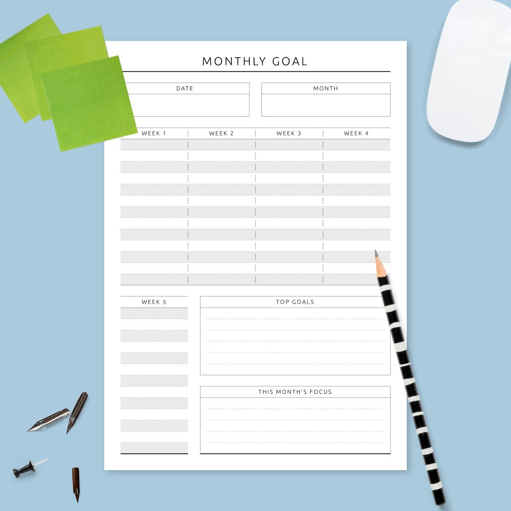 Free Printable Monthly Goal Sheets - FREE PRINTABLE TEMPLATES