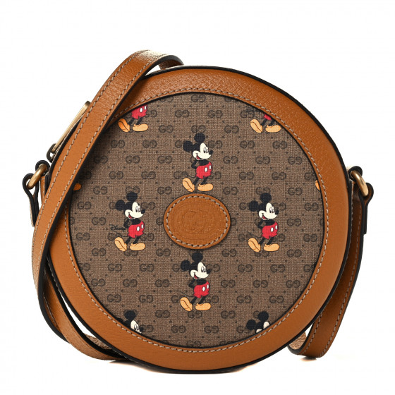 GUCCI X DISNEY Mini Vintage GG Supreme Monogram Mickey Mouse Round ...