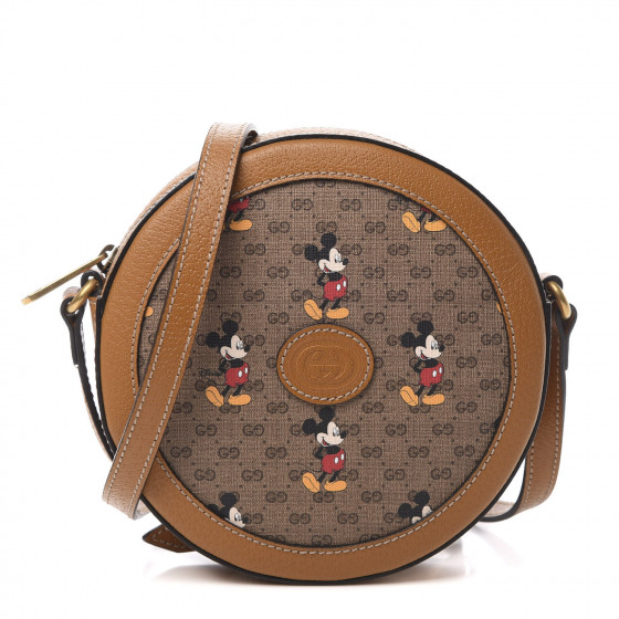 GUCCI X DISNEY Mini Vintage GG Supreme Monogram Mickey Mouse Round ...