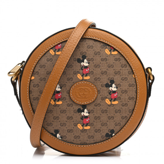 GUCCI X DISNEY Mini Vintage GG Supreme Monogram Mickey Mouse Round ...