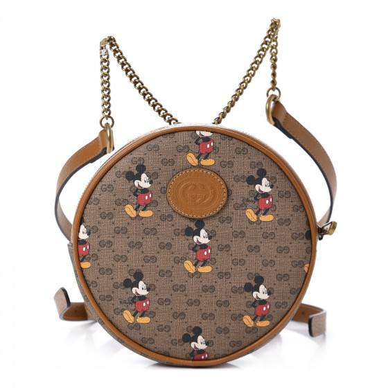 GUCCI X DISNEY Mini Vintage GG Supreme Monogram Mickey Mouse Round ...