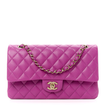 CHANEL Caviar Quilted Medium Double Flap Purple