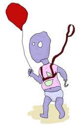 alien kid on a leash
