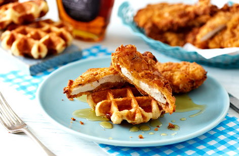 Family favourites but with an original and fun twist; this buttermilk chicken and waffles recipes makes for a quick, simple but real indulgent treat.