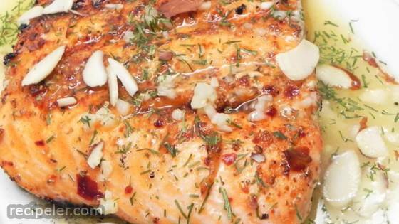 Lemon Dill Salmon with Garlic, White Wine, and Butter Sauce