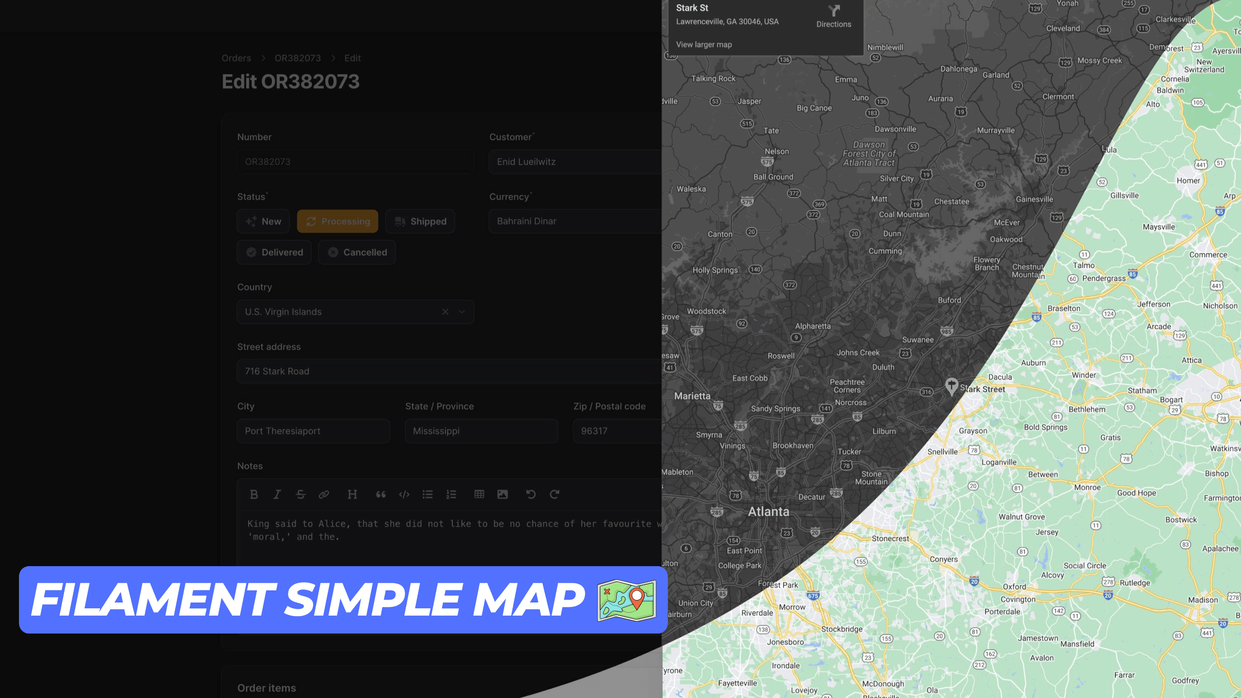 filament-simple-map