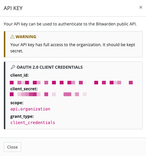 Organisation API Informationen