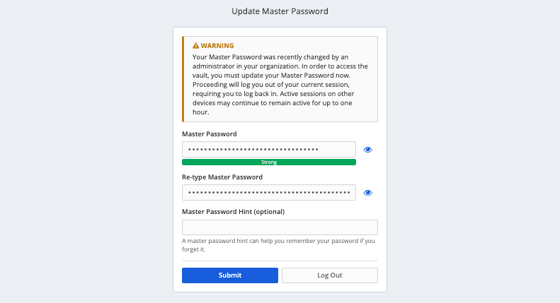 Update your Master Password 