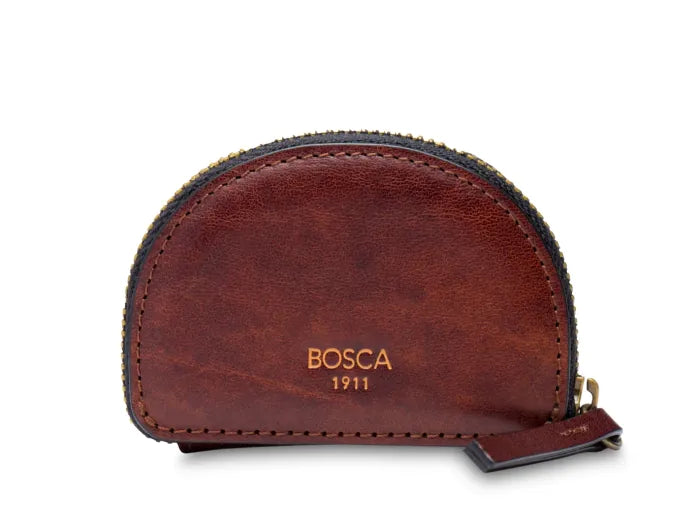 Bosca Unisex Zipper Leather Coin Purse / Key Fob - Dark Brown.  Mens Wallets at Revolucion in Vancouver