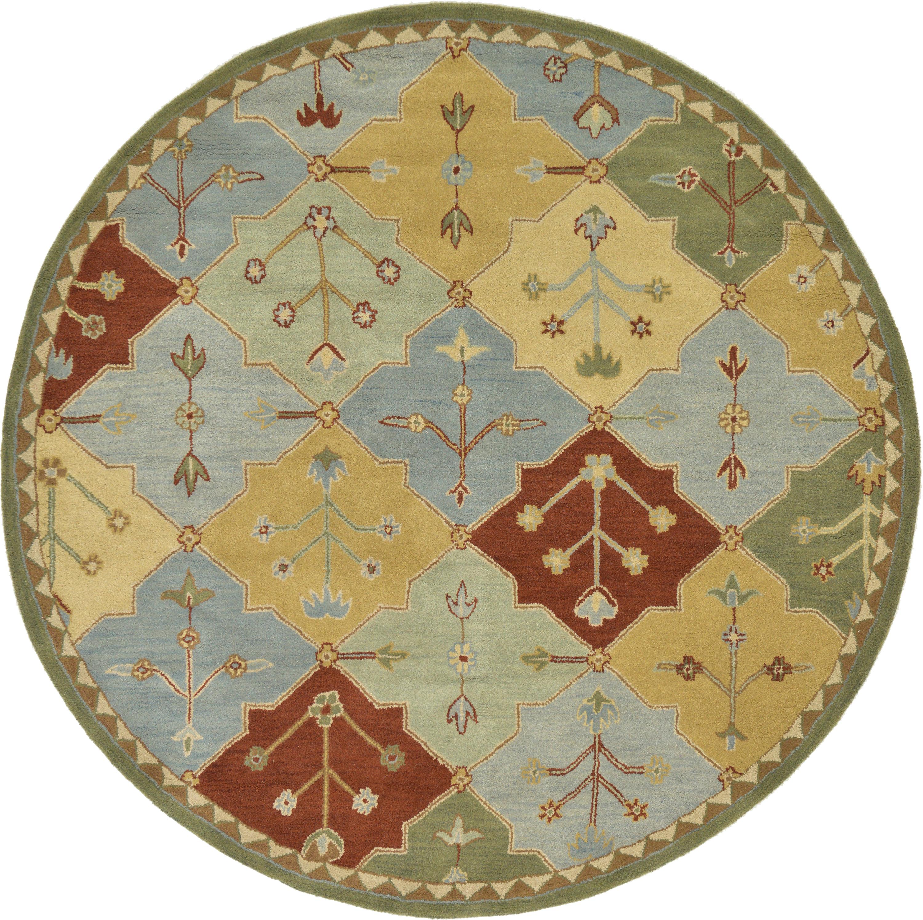 Light Green 7' 10 x 7' 10 Bakhtiar Round Rug | eSaleRugs