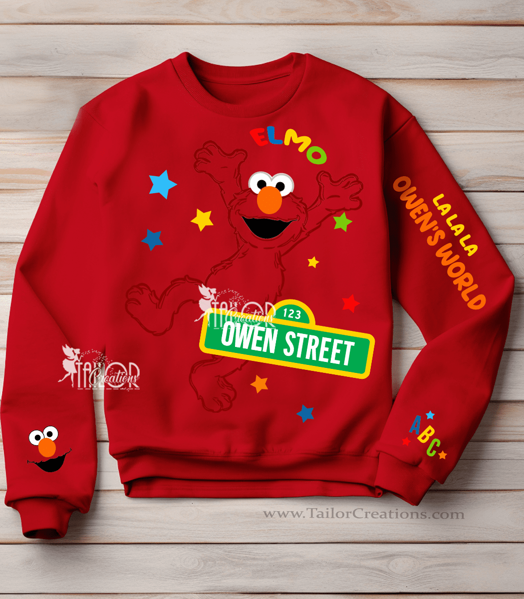 Elmo Custom Sweatshirt, Toddler Elmo Sweatshirt, Sesame St Elmo Toddler Sweatshirt, Sesame St Gift