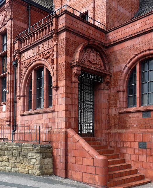 Detail of former library, Nineveh Road, Leeds