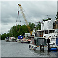 SO8169 : Moored boats south-east of Stourport, Worcestershire by Roger  D Kidd