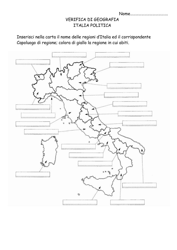 Cartina Italia Da Colorare Con Nomi Regioni