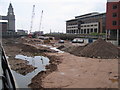 SJ3390 : Liverpool Canal Link - working in Princes Dock by John S Turner