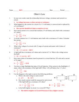 Ohms Law Worksheet