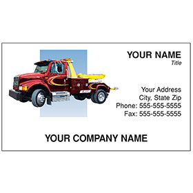 Full-Color Auto Repair Business Cards - Tow Truck, Red