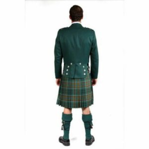 Green Irish Prince Charlie Kilt Jacket with Waistcoat/Vest