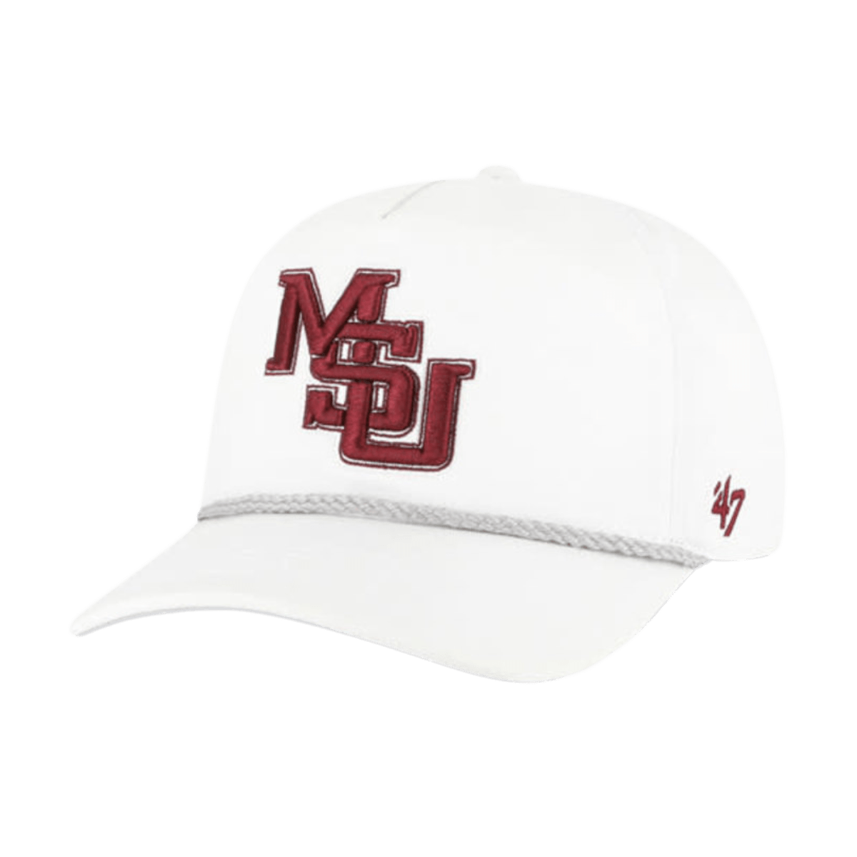 MSU 47 Brand Vin Grey and White Interlocking Rope Hat - Shop B - Unlimited - caps adjustable