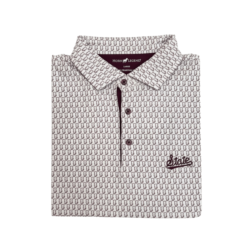 MSU Horn Legend Walking Bully Pattern Polo - Shop B - Unlimited - men resort