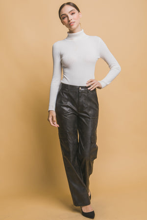 Trisha Faux Leather Wide Leg Pant