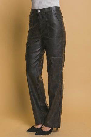 Trisha Faux Leather Wide Leg Pant