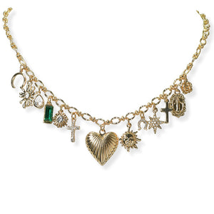 Emerald Hearts Charm Necklace