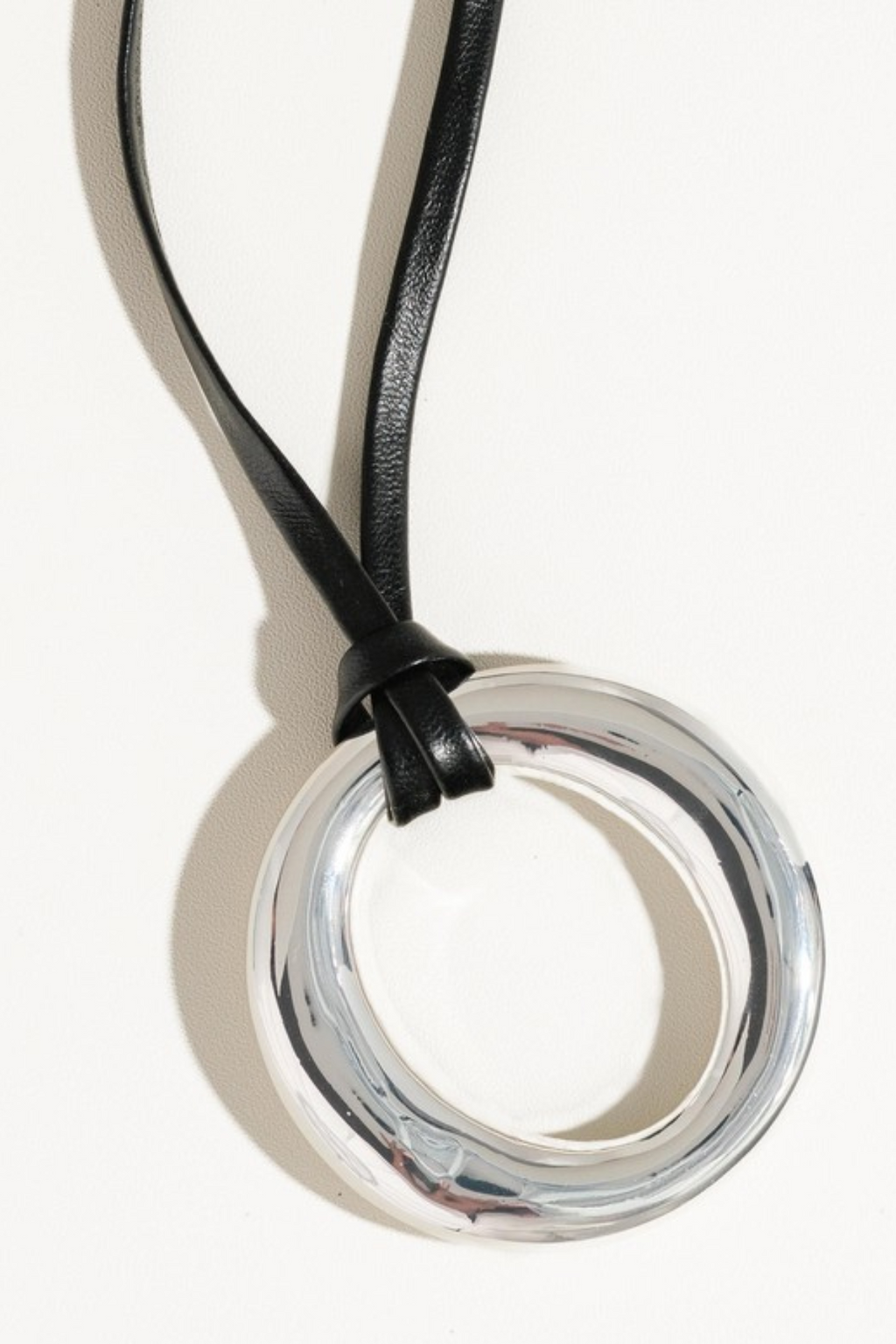 ION SILVER LEATHER NECKLACE