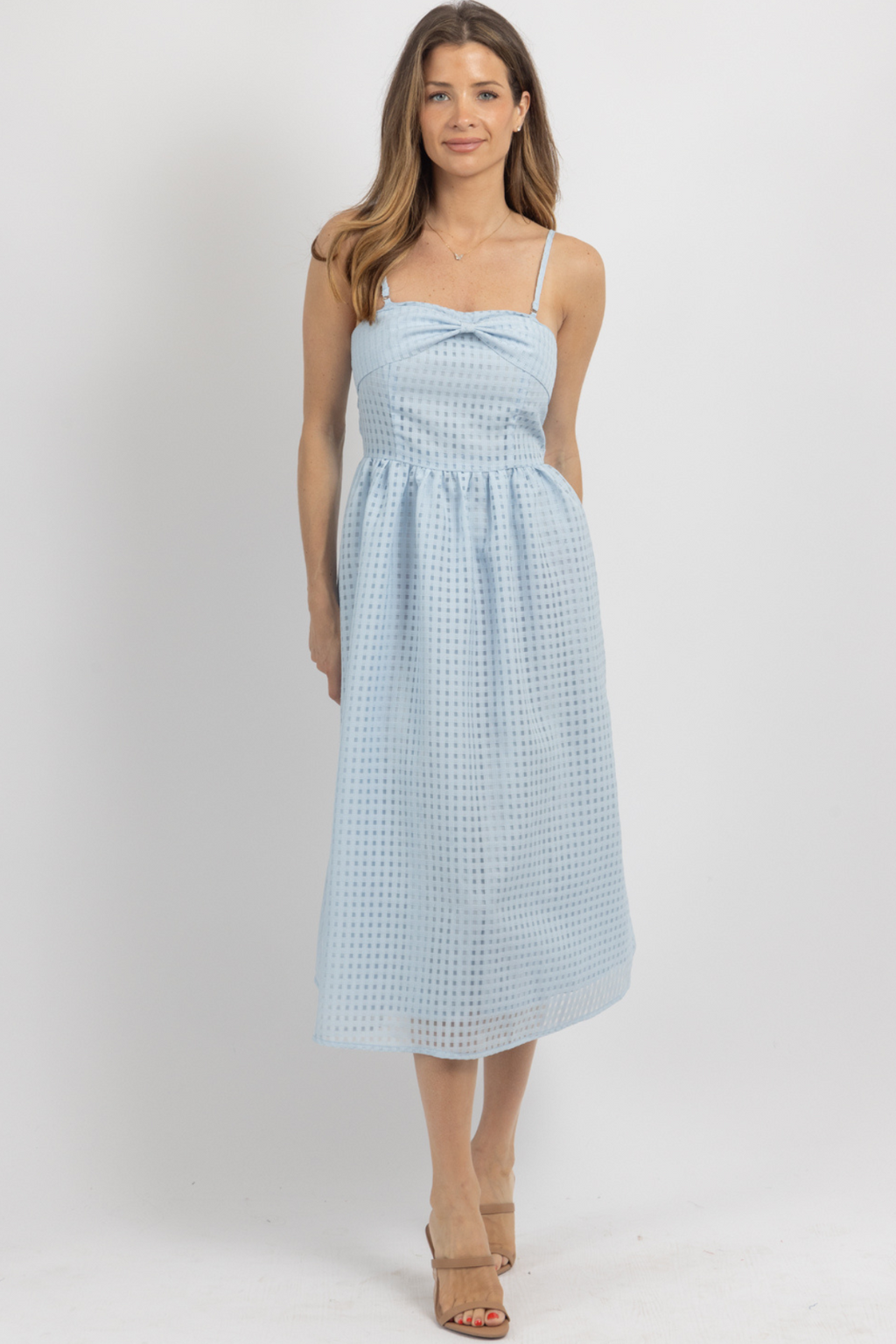 LEON EYELET BLUE MIDI DRESS