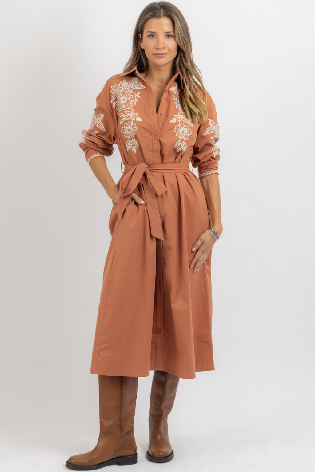 MARGO AMBER EMBROIDERED DRESS