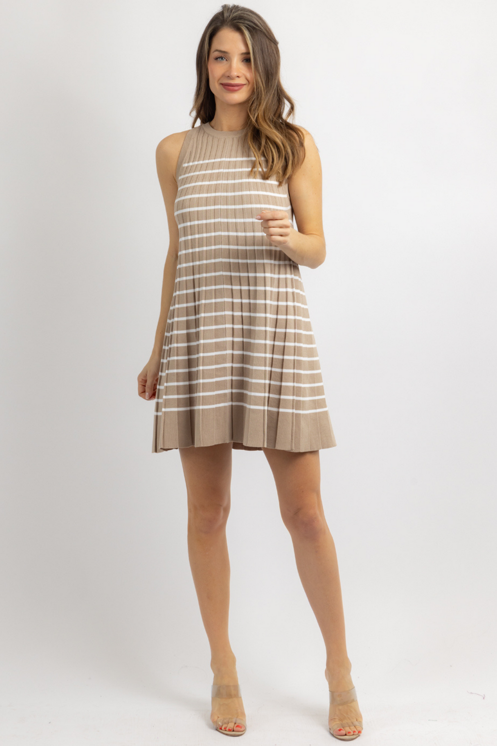 BASELINE TAUPE STRIPE KNIT DRESS