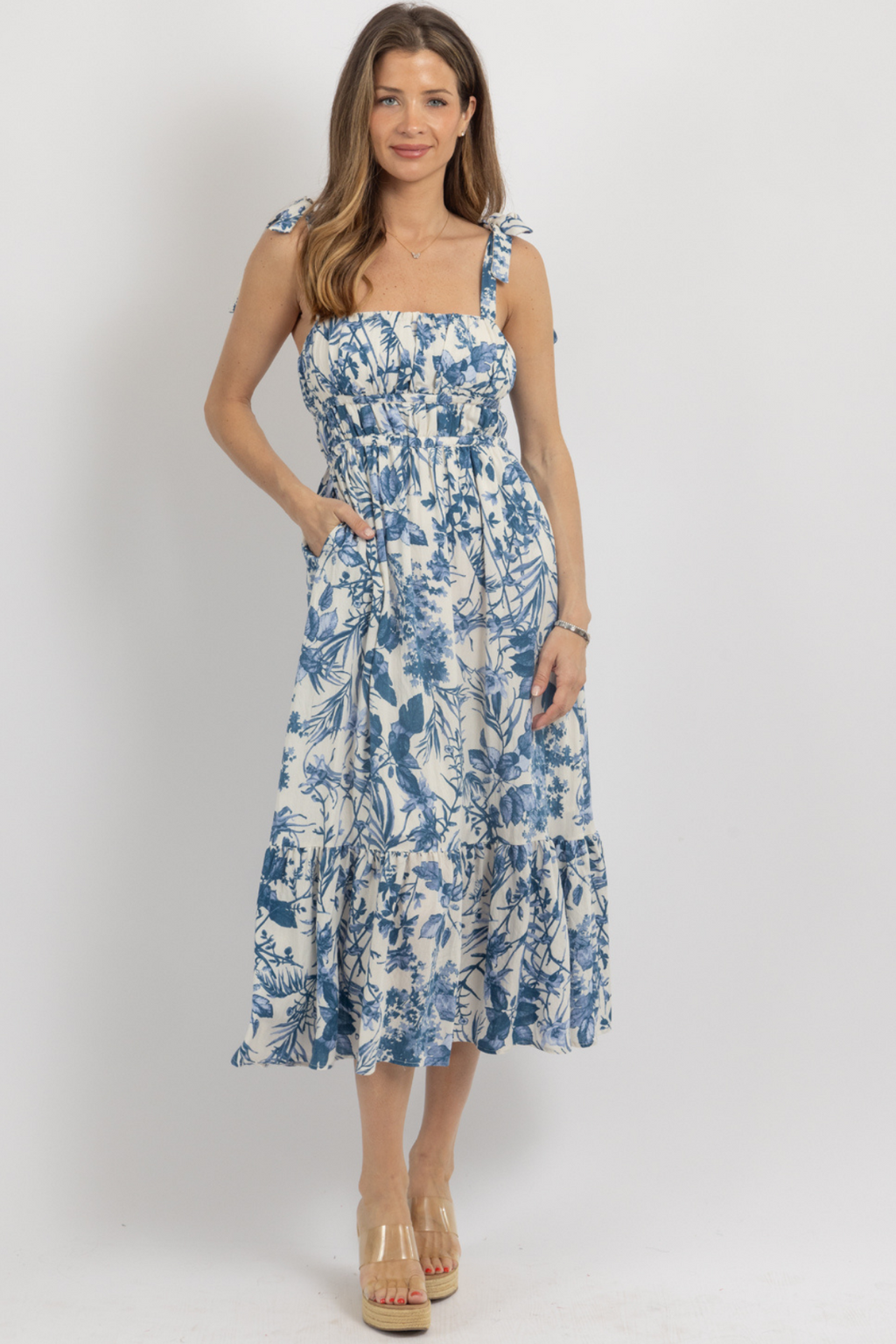 PORCELAIN BLUE MIDI DRESS