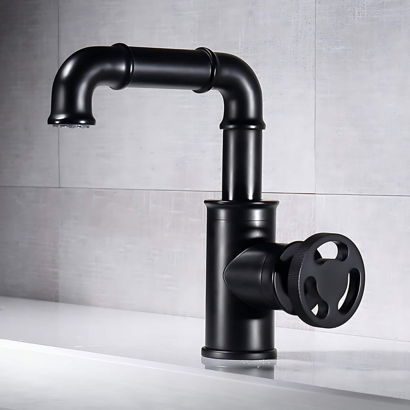 Imdorf-Industrial-Style-Bathroom-Sink-Faucet-Single-Hole-Single-Handle-matte-black-SignatureFaucets #color_matte black