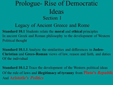 Prologue- Rise of Democratic Ideas