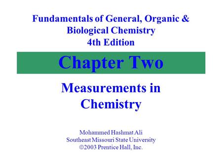 Measurements in Chemistry