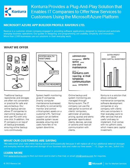 MICROSOFT AZURE APP BUILDER PROFILE: RAVERUS LTD. Raverus is a customer-driven company engaged in providing software applications designed to improve and.