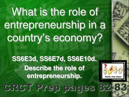 What is the role of entrepreneurship in a country’s economy?