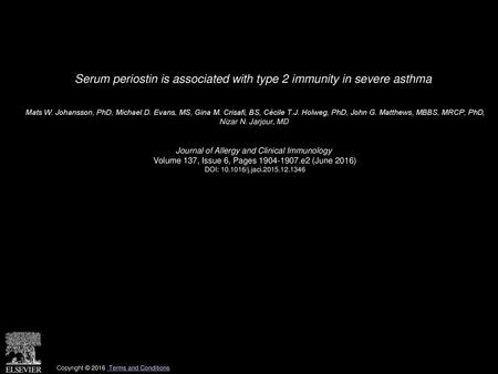 Serum periostin is associated with type 2 immunity in severe asthma