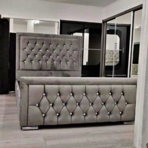 Grey Double Plush Velvet Heaven Bed