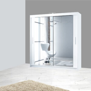 White 203cm Berlin Sliding Mirror Door Wardrobe