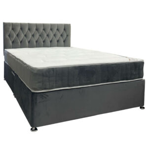 Echo Grey Plush Velvet Divan Bed