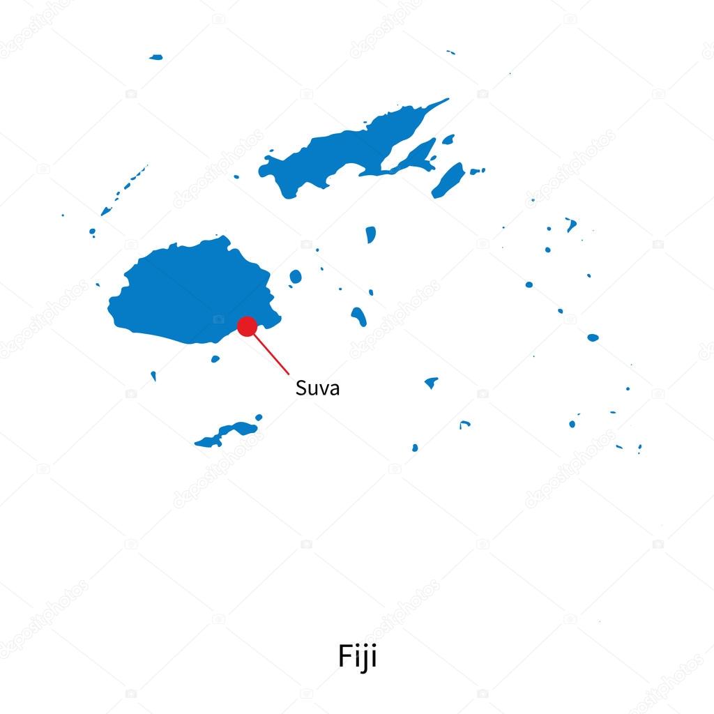 Mapa vectorial detallado de Fiji y capital Suva 2023