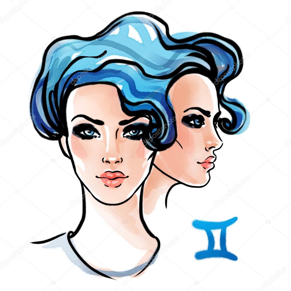 Sketchy zodiac gemini, woman — Stock Vector © vgorbash #80046318