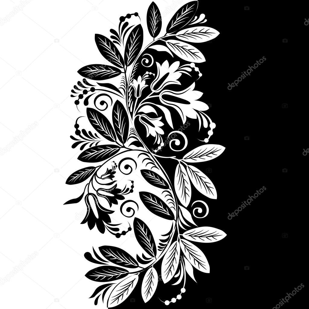 Abstract Black & White Floral Background Vector Stock Vector Image ...