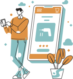 app standing man illustration