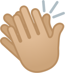 clapping hands: medium-light skin tone emoji